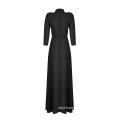 Lady Black Deep V Multi-Layer Shoulder Long Sleeve Evening Dress